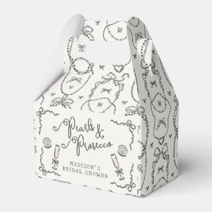Pearls & Prosecco Black Coquette Bow Bridal Shower Favor Boxes
