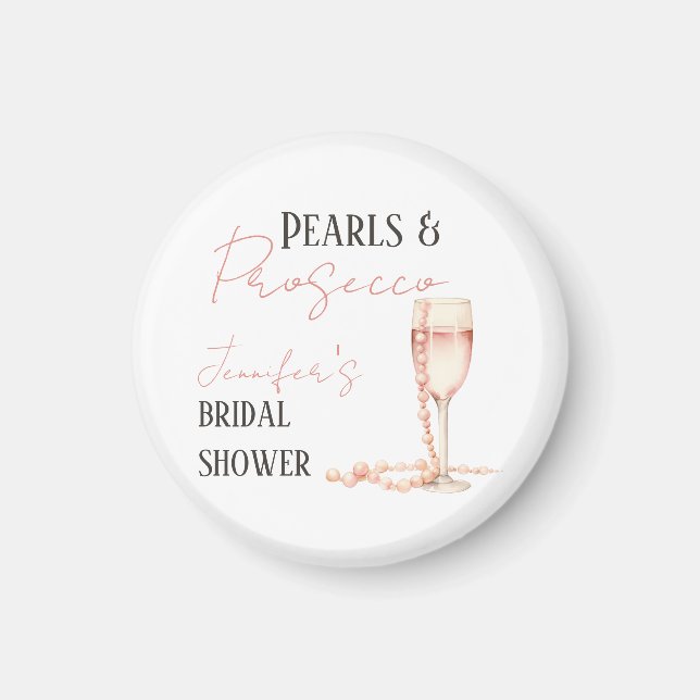 Pearls & Prosecco Blush Pink Bridal Shower Magnet (Front)