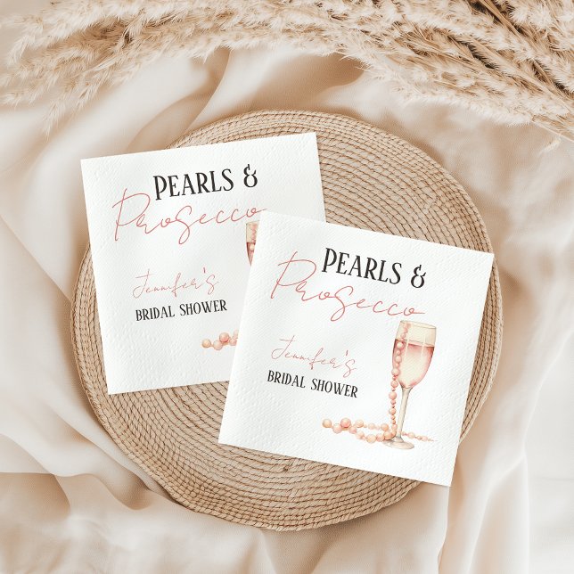 Pearls & Prosecco Blush Pink Bridal Shower Napkins (Creator Uploaded)