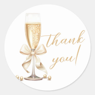 Pearls & Prosecco Bow Bridal Shower Classic Round Sticker