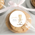 Pearls & Prosecco Bow Bridal Shower Classic Round Sticker<br><div class="desc">Bow Pearls & Prosecco Bridal Shower Stickers</div>