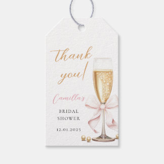 Pearls & Prosecco Bow Bridal Shower Gift Tags
