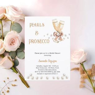 Pearls Prosecco bow elegant Bridal Shower Invitation