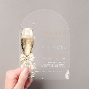 Pearls & Prosecco Bridal shower Acrylic Invitations