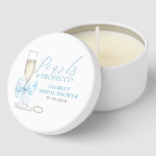 Pearls & Prosecco Bridal Shower Blue Bow  Mini Candle Favors