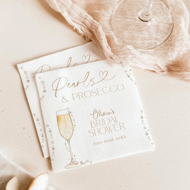 Pearls & Prosecco Bridal Shower, Brunch & Bubbly Napkins (Creator Uploaded)