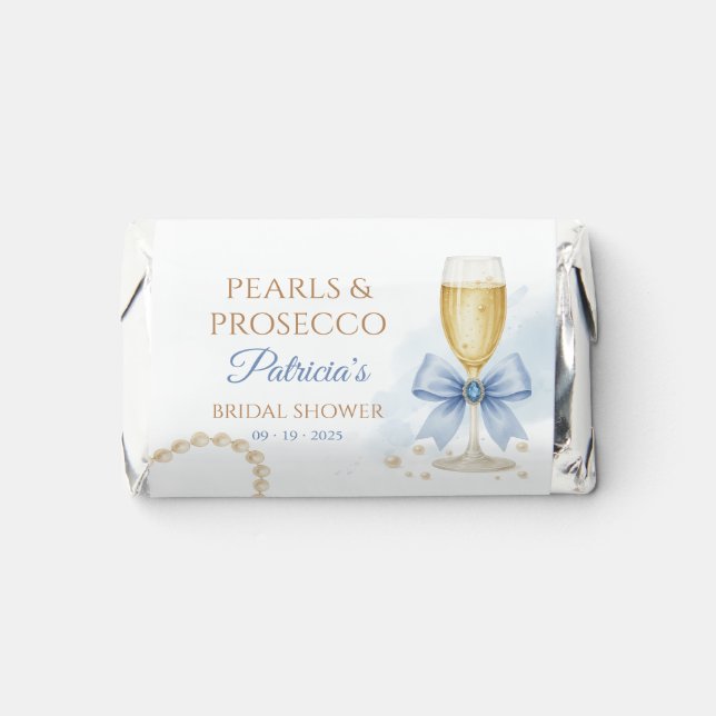 Pearls & Prosecco Bridal Shower Candy Wrapper Hershey's Miniatures (Front)