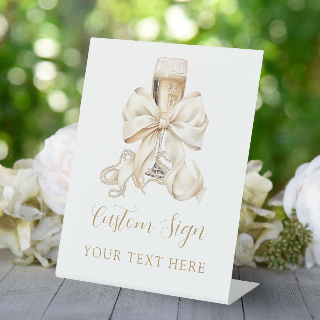 Pearls & Prosecco Bridal Shower Custom Sign (Pearls & Prosecco Bridal Shower Custom Sign, Personalized table sign)