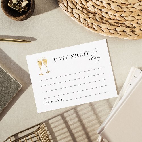 Pearls  Prosecco Bridal Shower Date Night Ideas Enclosure Card