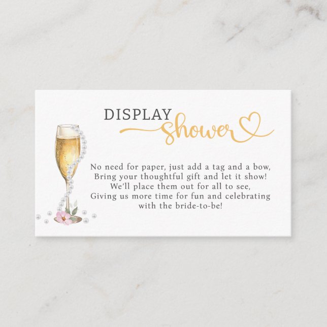 Pearls & Prosecco Bridal Shower Display Shower Enclosure Card (Front)