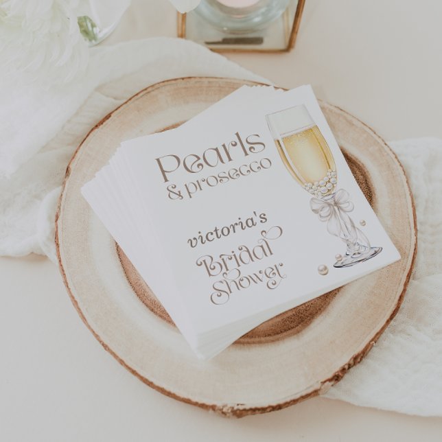 Pearls & Prosecco Bridal Shower Elegant Napkins (Creator Uploaded)