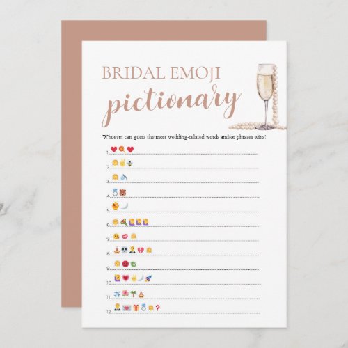Pearls  Prosecco Bridal Shower Emoji Pictionary Invitation