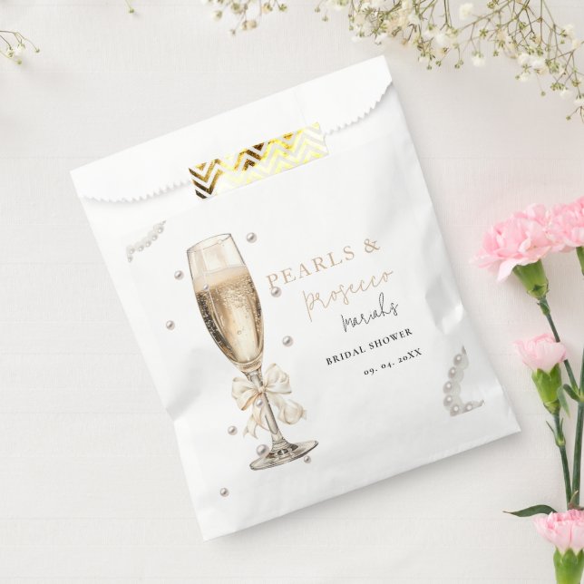 Pearls & Prosecco  Bridal shower Favor Bag (Sealed)