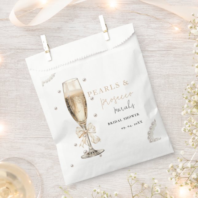 Pearls & Prosecco  Bridal shower Favor Bag (Clipped)