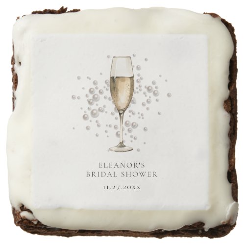 Pearls  Prosecco Bridal Shower Favor Brownie