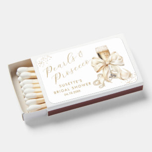 Pearls & Prosecco Bridal Shower Favor Gift Matchboxes