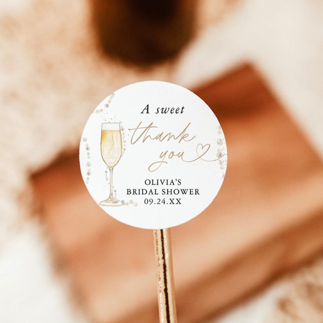 Pearls & Prosecco Bridal Shower Favor Sticker (Creator Uploaded)
