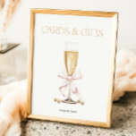 Pearls & Prosecco Bridal Shower Favors Sign<br><div class="desc">Pearls & Prosecco bridal shower "cards and gifts" poster. Choose a stylish picture frame for it and display in on the entry table.</div>