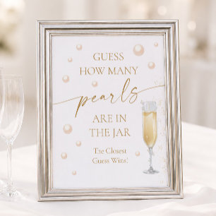 Pearls Prosecco Bridal Shower Guess How Many Game Poster