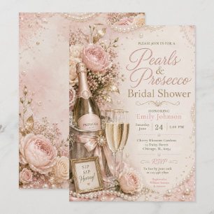 Pearls & Prosecco Bridal Shower Invitation