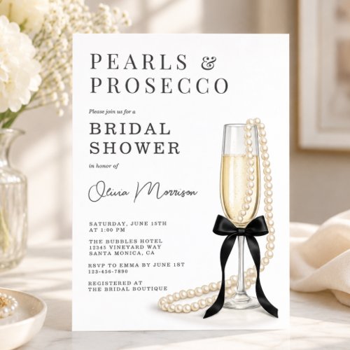 Pearls & Prosecco Bridal Shower Invitation