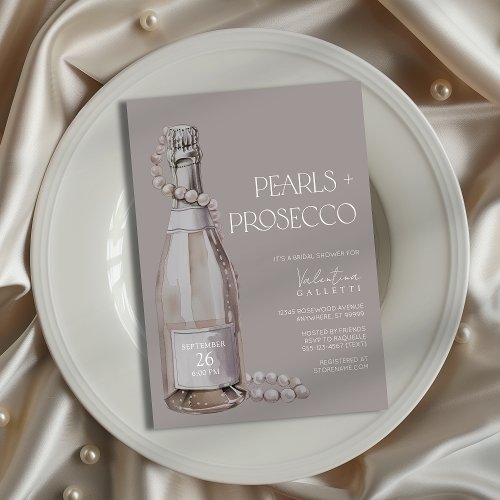 Pearls  Prosecco Bridal Shower Invitation