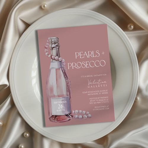 Pearls  Prosecco Bridal Shower Invitation