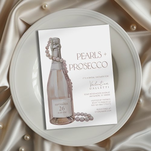 Pearls  Prosecco Bridal Shower Invitation