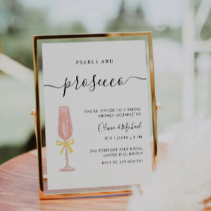 Pearls & Prosecco Bridal Shower Invitation Pedestal Sign