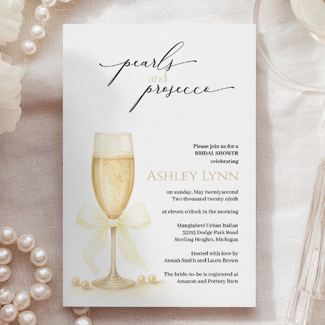 Pearls & Prosecco Bridal Shower Invite | Neutral (Creator Uploaded)