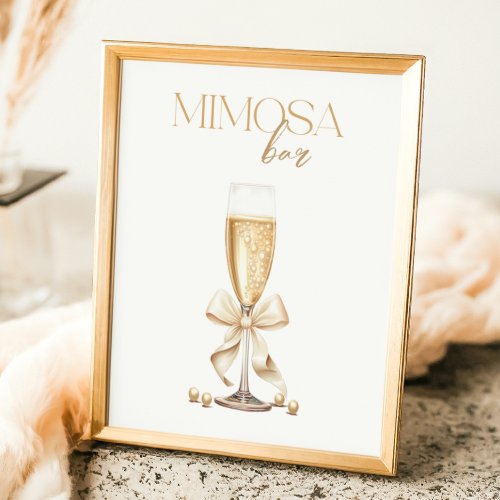 Pearls  Prosecco Bridal Shower Mimosa Bar Poster