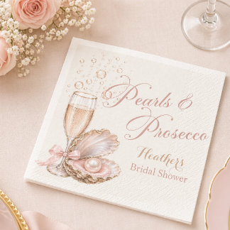Pearls & Prosecco Bridal Shower Napkins | Elegant 