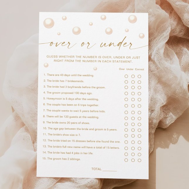 Pearls Prosecco Bridal Shower Over or Under Game (Creator Uploaded)