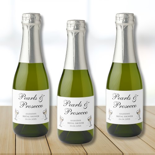 Pearls  Prosecco Bridal Shower Personalized Sparkling Wine Label