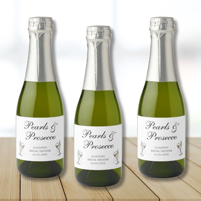 Pearls & Prosecco Bridal Shower Personalized Sparkling Wine Label (Pearls & Prosecco Bridal Shower Personalized Sparkling Wine Label)