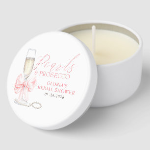 Pearls & Prosecco Bridal Shower Pink Bow  Mini Candle Favors