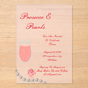 PEARLS & PROSECCO BRIDAL SHOWER PINK INVITATION