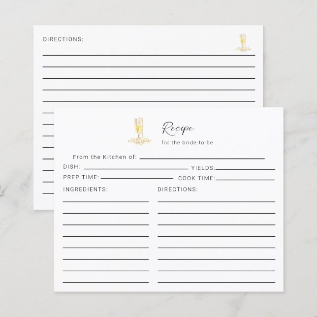 Pearls Prosecco Bridal Shower Recipe (Front/Back)