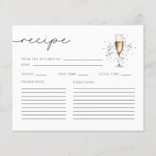 Pearls & Prosecco Bridal Shower Recipe Cards