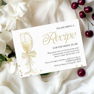 Pearls & Prosecco Bridal Shower Recipe Request Invitation