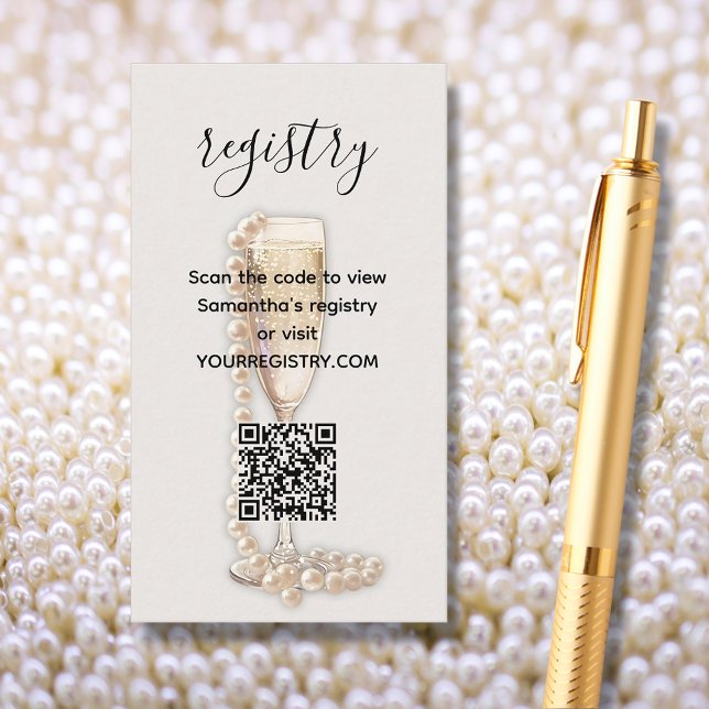 Pearls & Prosecco Bridal Shower Registry Enclosure Card (Pearls & Prosecco Bridal Shower Registry Enclosure Cards)