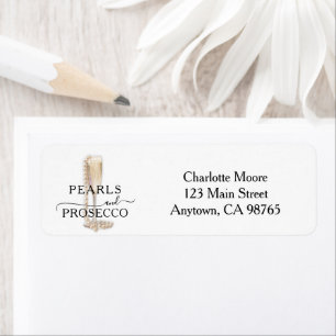 Pearls & Prosecco Bridal Shower Return Address Label
