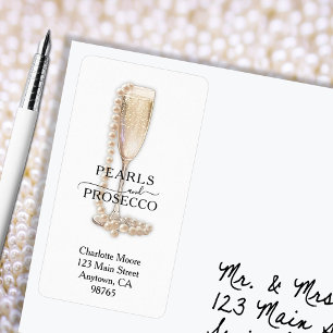 Pearls & Prosecco Bridal Shower Return Address Label