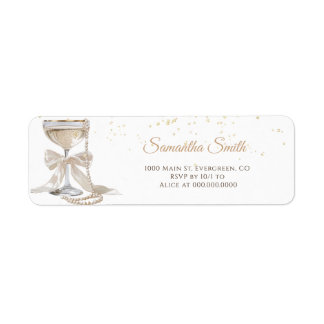  Pearls & Prosecco Bridal Shower Return Address  Label