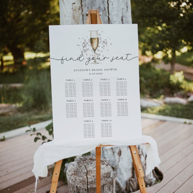 Pearls & Prosecco Bridal Shower Seating Chart Foam Board (Creator Uploaded)