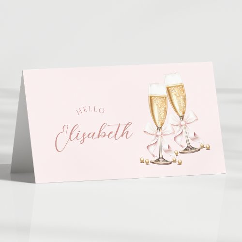 Pearls  Prosecco Bridal Shower Table Name Card 