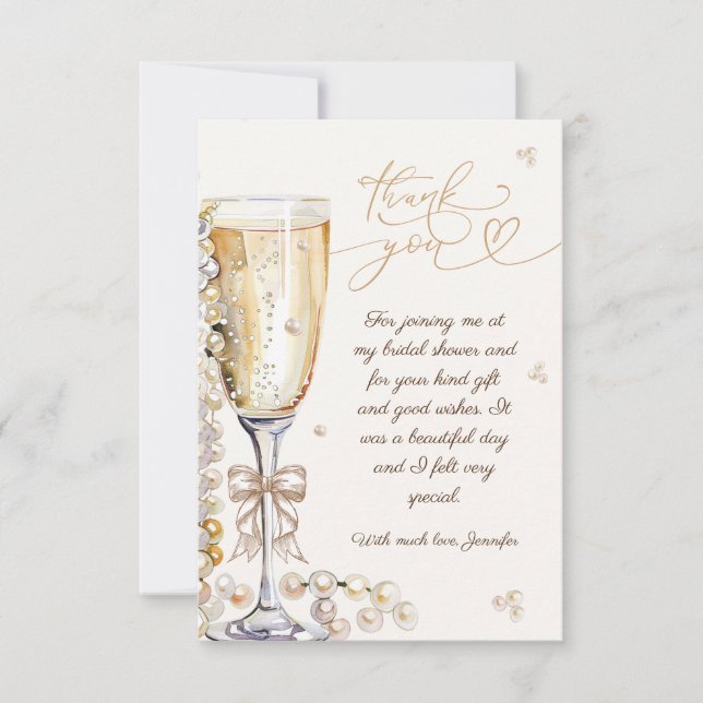 Pearls & Prosecco Bridal Shower Thank You (Front)