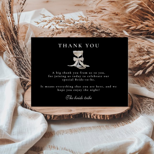 Pearls & Prosecco Bridal Shower Thank You Card (Creator Uploaded)