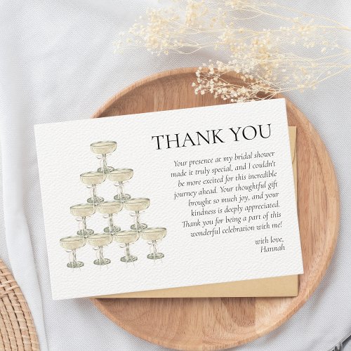 Pearls  Prosecco Bridal Shower Thank You Card