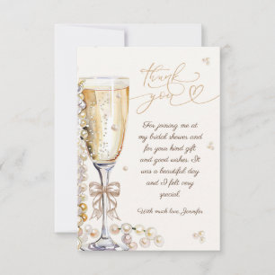 Pearls & Prosecco Bridal Shower Thank You Card